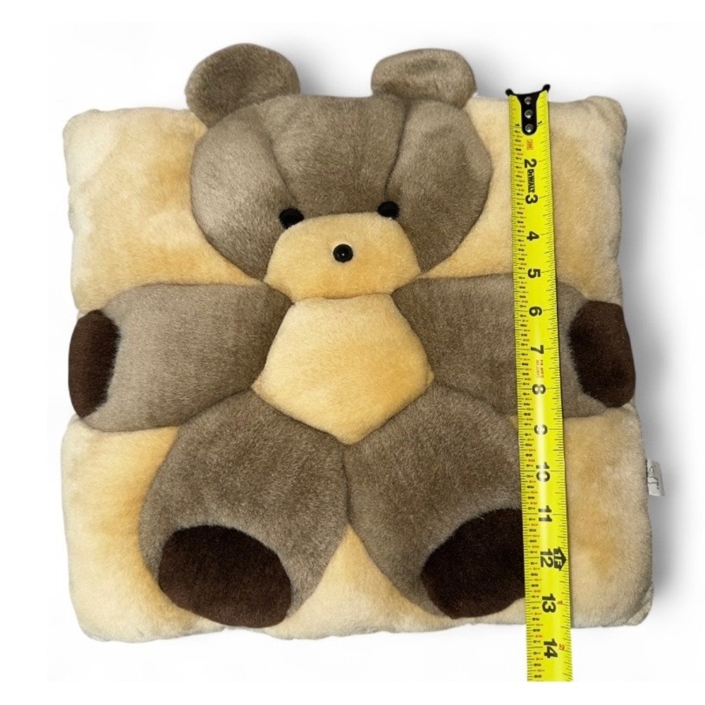 VTG Angel Toy Teddy‎ Bear Pillow Plush Square Stuffed Animal Brown Beige Nursery - Picture 3 of 6